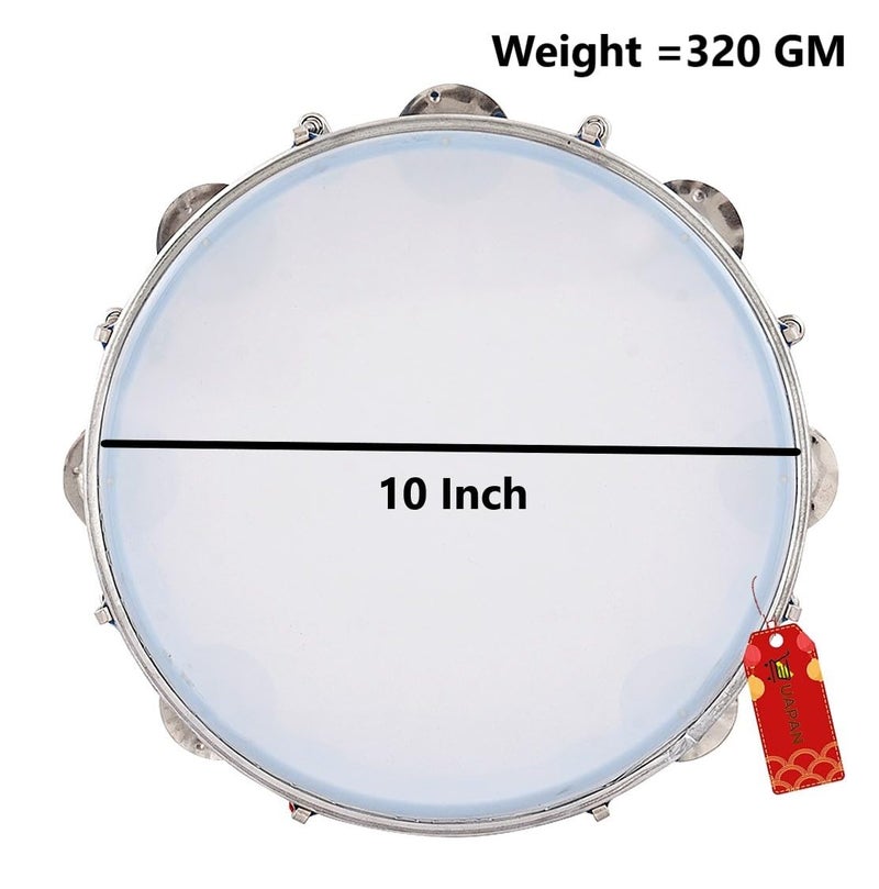 UAPAN Dafli Musical Instrument Dafli/Tambourine 10 inch Hand Percussion Musical Instrument (Yellow tambourine) - Image 2
