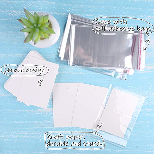 MIAHART 150 Set Earring Holder Cards Necklace Display Cards with 150pcs Bags for Selling DIY Ear Studs, Earrings and Jewelry Display (White) - Image 2