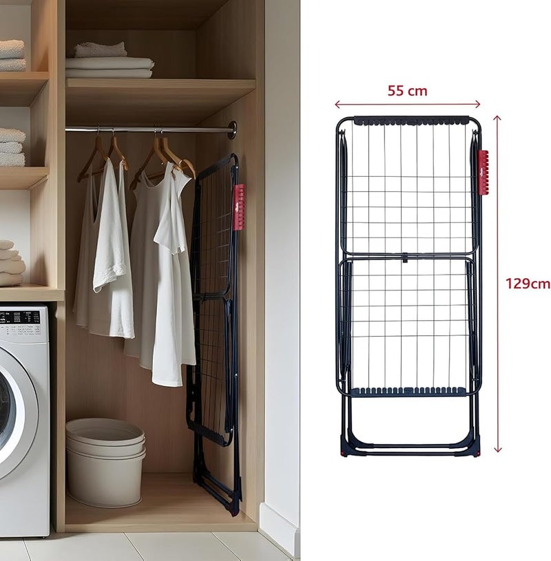 Vileda Universal Ultimate Clothes Airer (Black Edition) – 18 m Drying Space, Folding X‑Legs, Safety Lock, Sock Holder & Wheels - Image 5