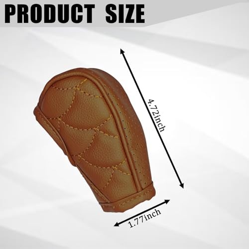 Hirificing Gear Shift Knob Cover PU Leather Car Stick Shift Knob Cover ManualAutomatic Automotive Gear Handle Shifter Knob Rod Dust Cover Waterproof and Breathable ProtectorBrown - Image 3