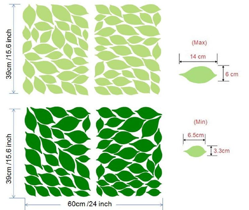 MAFENT Leaves Wall decal for Tree Wall Decor Room Decoration (Dark Green and Light Green) - Image 2