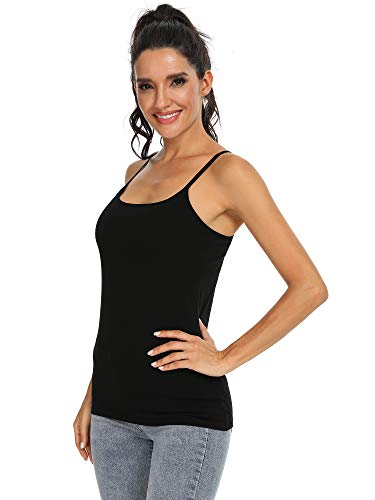 Orrpally Women Cotton Camisole Shelf Bra Cami Tank Tops Adjustable Spaghetti Strap Tank Top 3-Pack Black/White/Gray XXL - Image 3