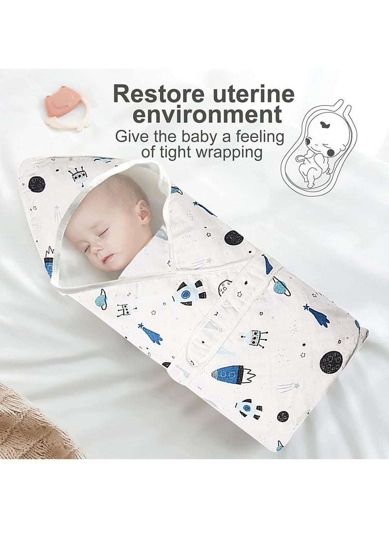 Baby Swaddle Wrap Blanket, Breathable Cotton Adjustable Swaddling Blanket for Newborn Infant Unisex 0-12 Months(Spacecraft)