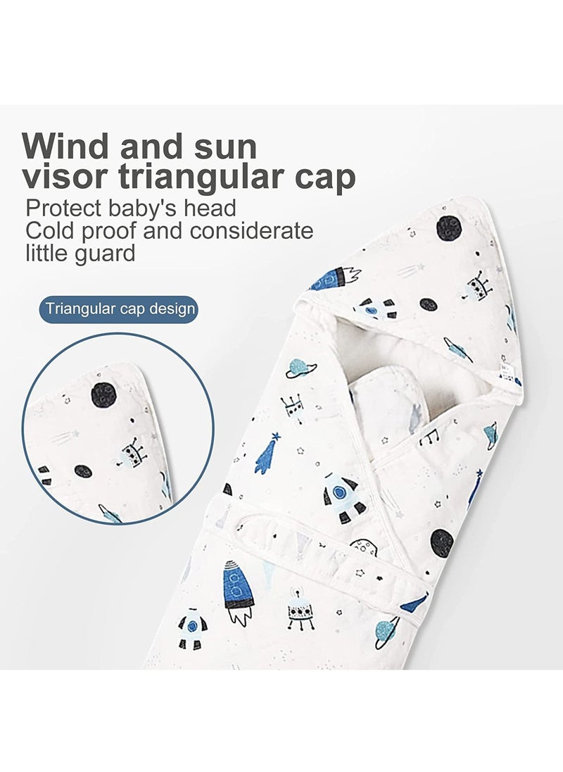 Baby Swaddle Wrap Blanket, Breathable Cotton Adjustable Swaddling Blanket for Newborn Infant Unisex 0-12 Months(Spacecraft)