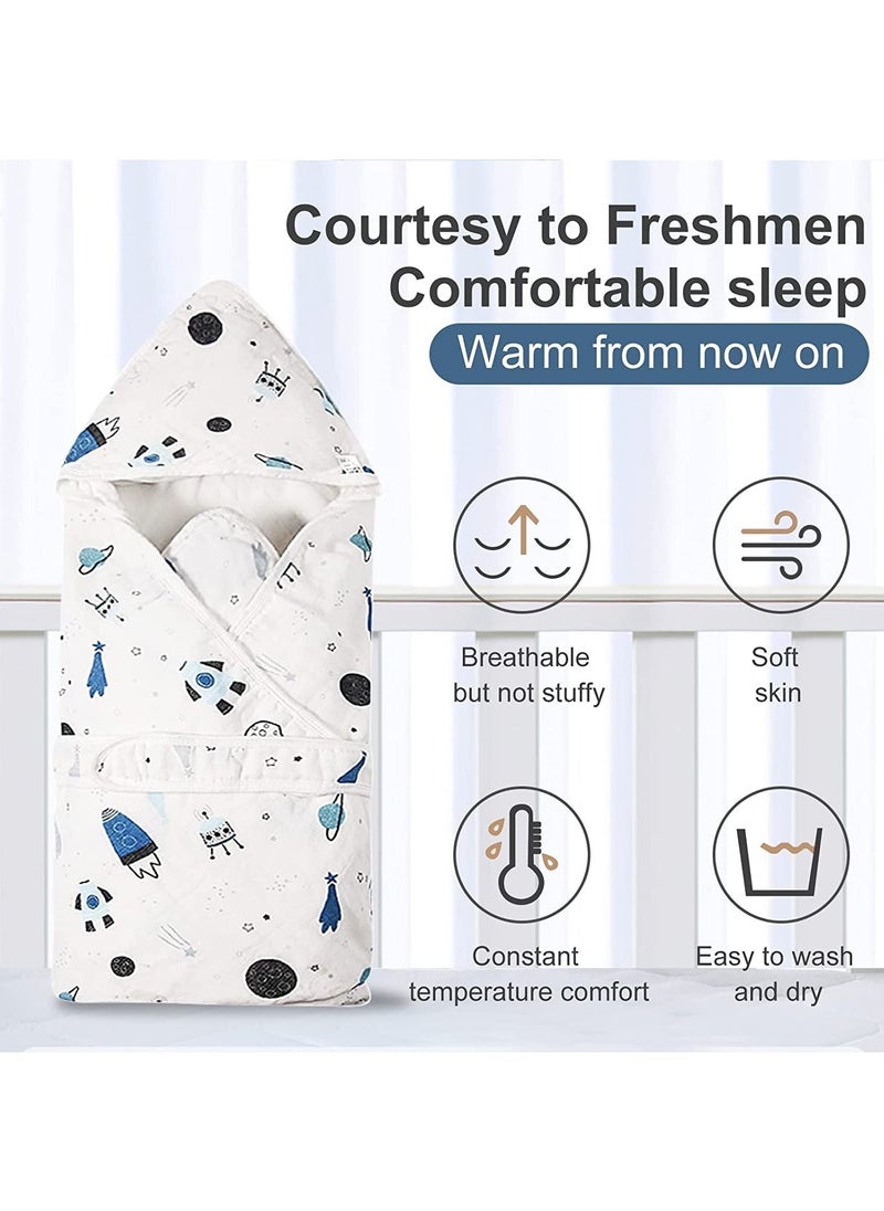 Baby Swaddle Wrap Blanket, Breathable Cotton Adjustable Swaddling Blanket for Newborn Infant Unisex 0-12 Months(Spacecraft)