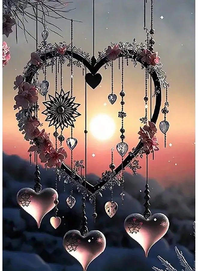 KINPLUB 5D Diamond Painting Kits for Adults, Love Heart Dream Catcher Diamond Art Kits for Adults Beginners, DIY Full Drill Round Diamond Dots, Home Wall Decor 12x16 Inch - Image 1