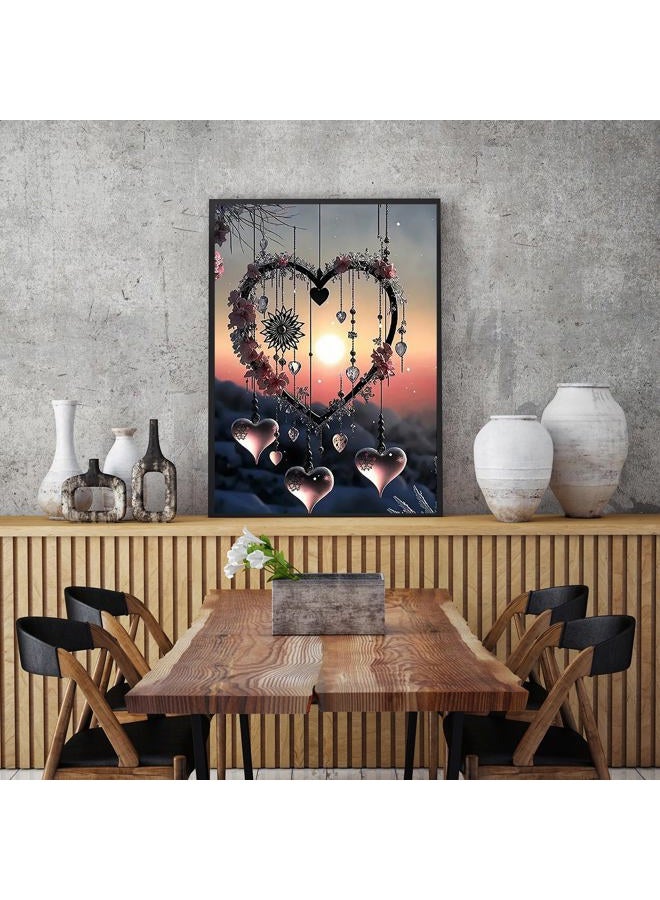 KINPLUB 5D Diamond Painting Kits for Adults, Love Heart Dream Catcher Diamond Art Kits for Adults Beginners, DIY Full Drill Round Diamond Dots, Home Wall Decor 12x16 Inch - Image 2