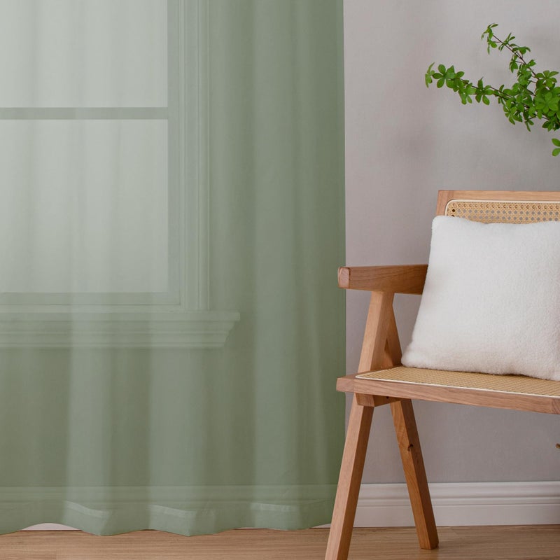 Lecloud Sheer Window Curtains 72 Inch Length 2 PCS  Rod Pocket Voile Drapes for Bedroom Living Room  Semi Sheer Curtain Panels Window Treatments for Yard/Patio/Villa/Parlor  40""x 72""  Sage Green - Image 4