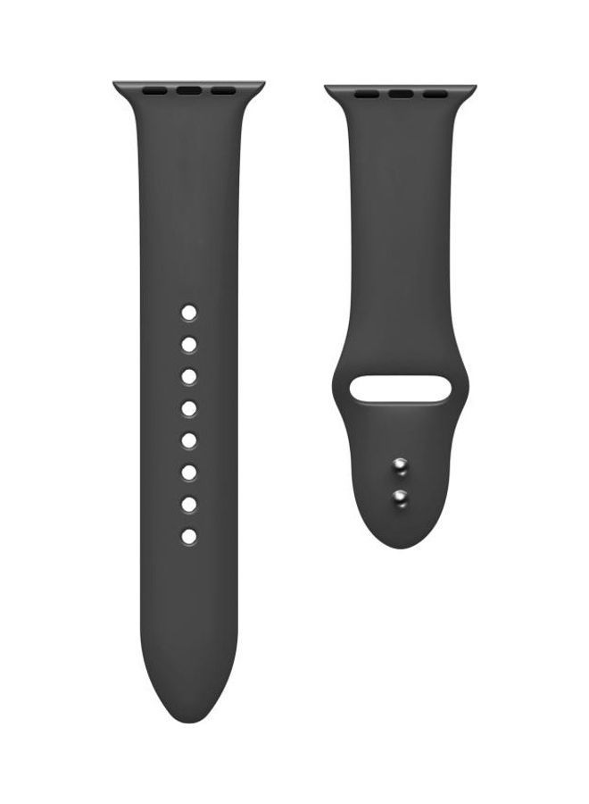 NIBEMINENT Double Nail Silicone Replacement Strap Watchband For Apple Dark Grey - Image 1