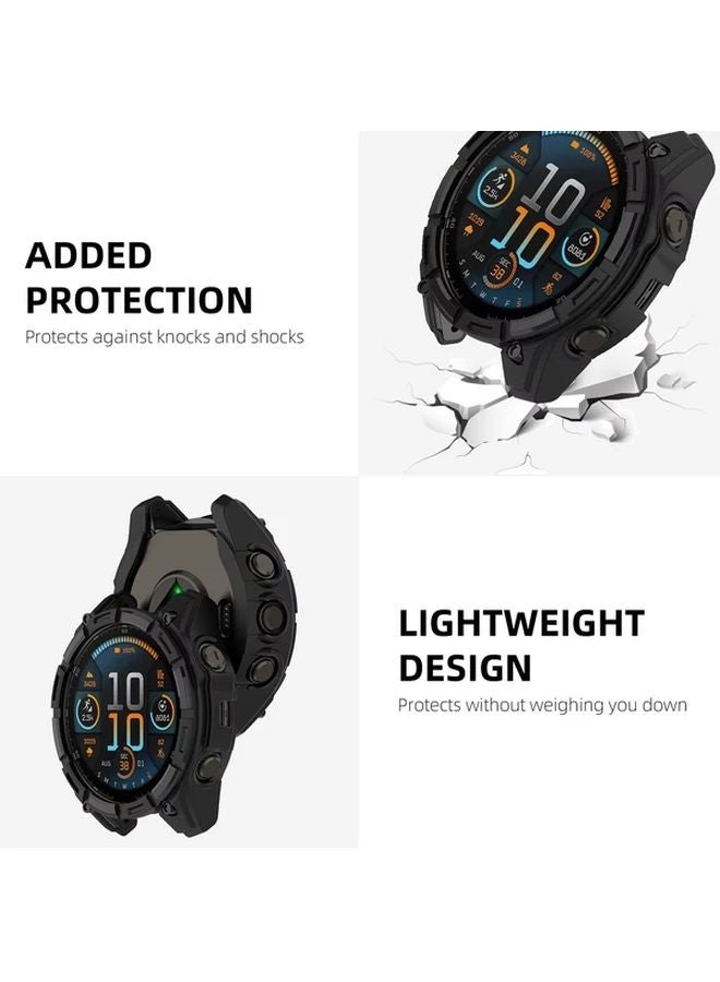 Black TPU Protective Cover for Garmin Fenix 8 43mm AMOLED Soft Silicone Bumper Case - Image 3