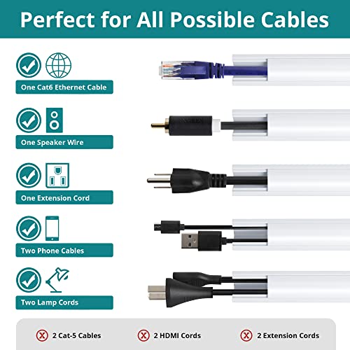 ZhiYo 136in Corner Cable Concealer, One-Cord Corner Duct, Paintable Corner Cord Cover, Cable Management Channel for Wall Corner, Floor Baseboard, Ceiling, Black - Image 3