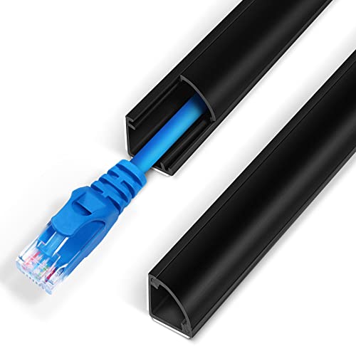 ZhiYo 136in Corner Cable Concealer, One-Cord Corner Duct, Paintable Corner Cord Cover, Cable Management Channel for Wall Corner, Floor Baseboard, Ceiling, Black - Image 1