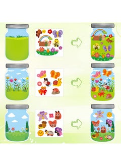 CY2SIDE 12Pcs Summer Bugs Stickers Scene For Kids Make A Bug Jar Sticker Scene With Butterfly Bee Ladybug Flower Make Your Own Insect Stickers With Jar Scene Diy Summer Party Games Class Activities  - Image 4
