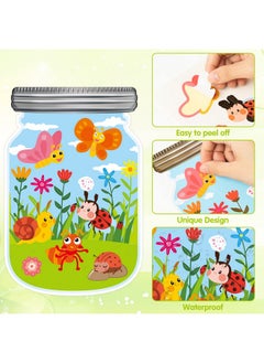 CY2SIDE 12Pcs Summer Bugs Stickers Scene For Kids Make A Bug Jar Sticker Scene With Butterfly Bee Ladybug Flower Make Your Own Insect Stickers With Jar Scene Diy Summer Party Games Class Activities  - Image 5