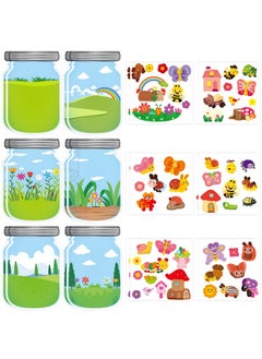 CY2SIDE 12Pcs Summer Bugs Stickers Scene For Kids Make A Bug Jar Sticker Scene With Butterfly Bee Ladybug Flower Make Your Own Insect Stickers With Jar Scene Diy Summer Party Games Class Activities  - Image 2