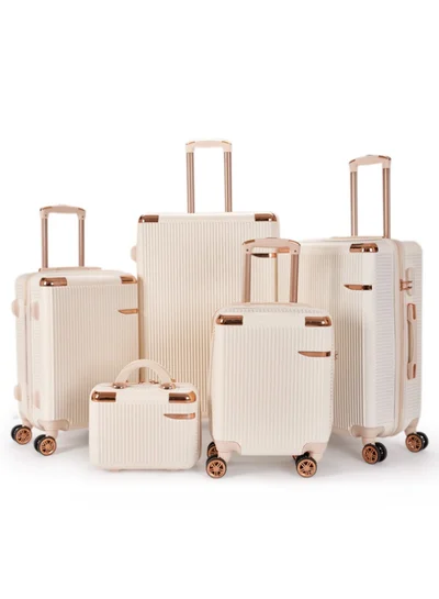 LIMRA Luggage set 5 pieces travel Bags with a distinctive design from Beige