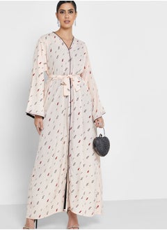 Flute Sleeve Printed Abaya