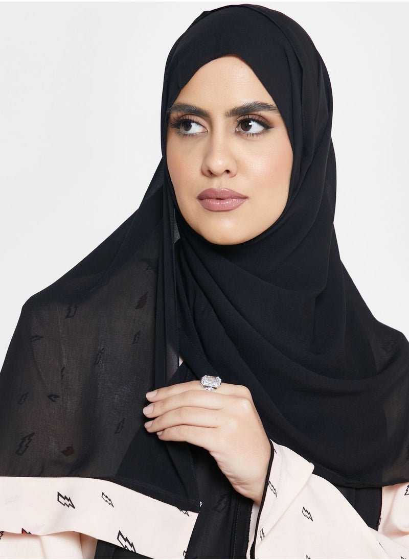 NUKHBAA - Flute Sleeve Printed Abaya - Image 1