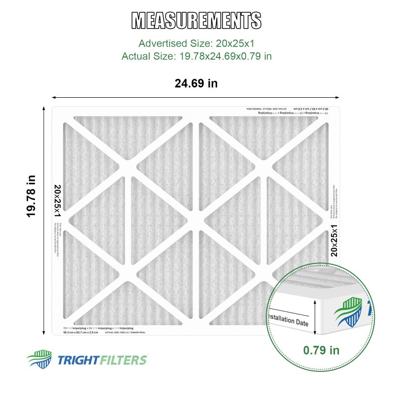 TRIGHTFILTERS 20x25x1 Air Filter 4 Pack, MERV 8 Pleated Dust Defense Air Filters Replacement Air Conditioner HVAC AC Furnace Filter, Durable and Lightweight - Image 2
