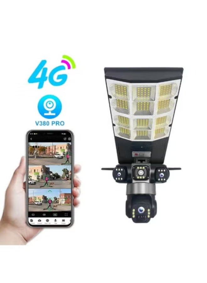 TIGER “V380 LD002 Solar Street Light with 360° Dual-Lens CCTV Camera – IP66 Waterproof LED Floodlight, Night Vision, Motion Detection, Audio Recording, Cloud & SD Storage, App Control for Outdoor Security and Surveillance.” - Image 1
