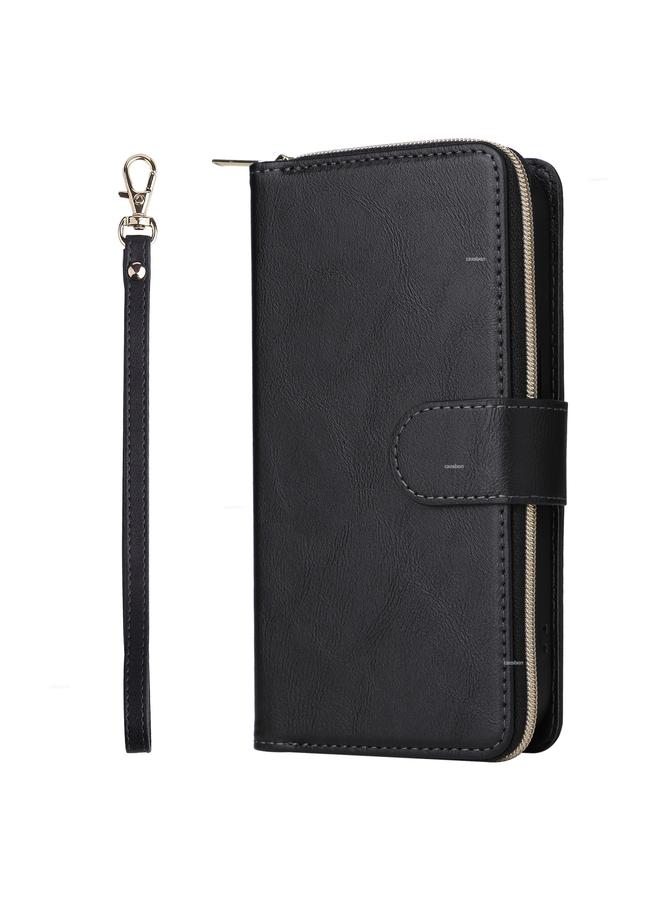 S-TOP Case For iPhone 15 Pro Max 9 Card Slots Zipper Wallet Bag Leather Phone Case - Image 2