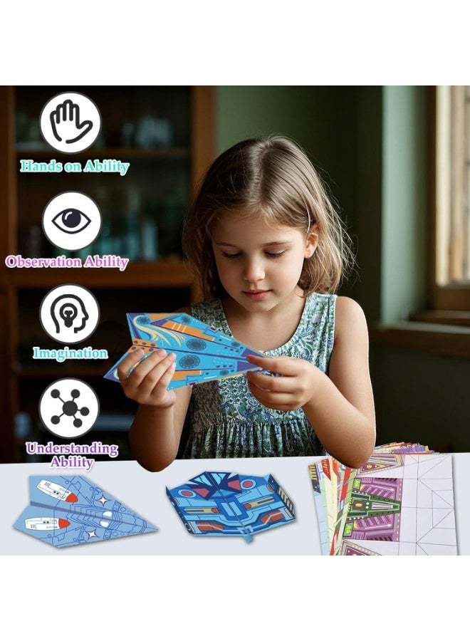 fantasize 32 Sheets of Colorful Origami Paper, Paper Airplane Kits with 16 Classic Designs, World Record Paper Planes, Airplane Gifts for Boys and Girls Ages 6-12+ - Image 5