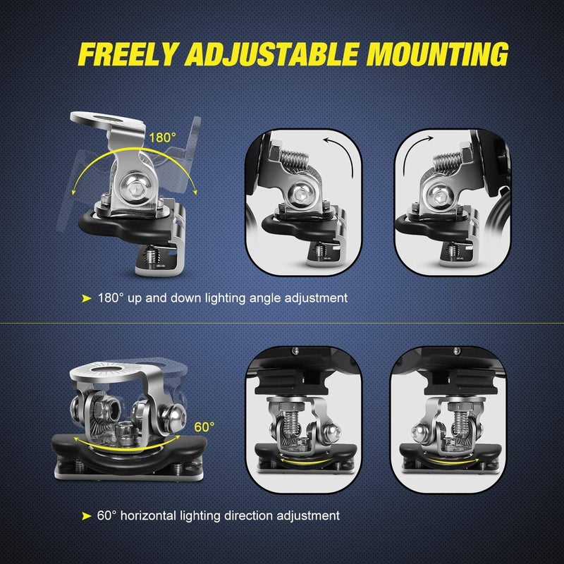 Nilight Led Light Bar Mounting Bracket, 2Pcs Universal Adjustable Pillar Hood Led Work Light Mount Bracket Clamp Holder For Off Road Jeep Truck Suv Installing Without Drilling, 2 Years Warranty - Image 4