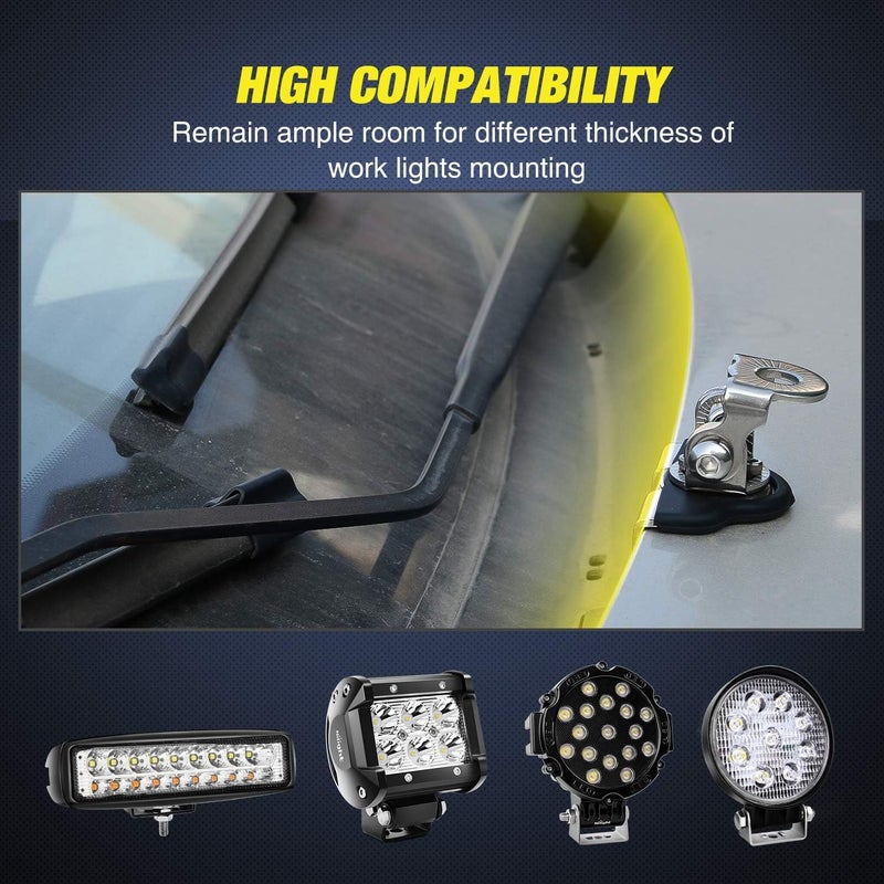 Nilight Led Light Bar Mounting Bracket, 2Pcs Universal Adjustable Pillar Hood Led Work Light Mount Bracket Clamp Holder For Off Road Jeep Truck Suv Installing Without Drilling, 2 Years Warranty - Image 5