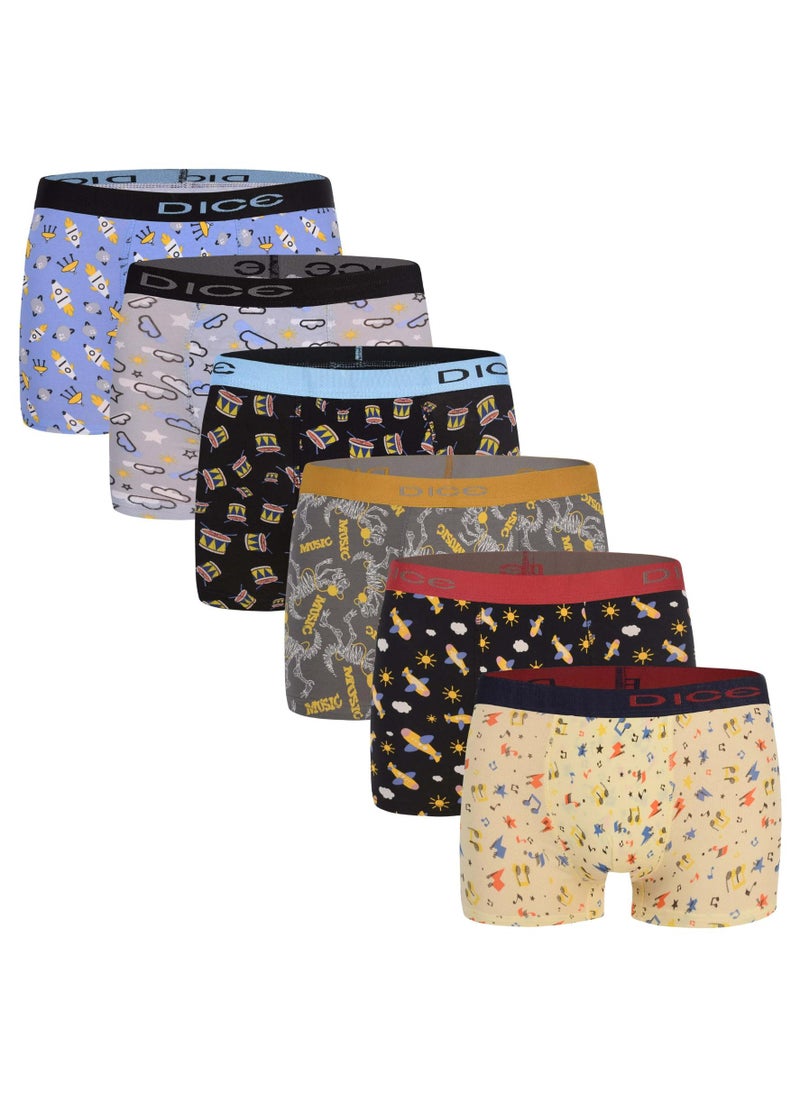 DICE Pack of 6 Printed Cotton Boxer for Boys  - Image 1