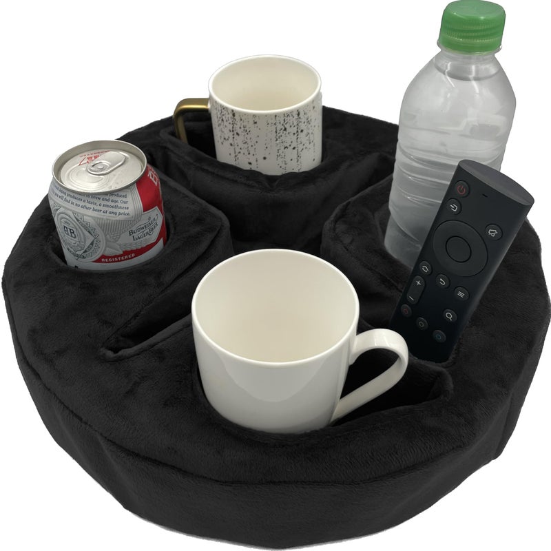 Xchouxer Couch and Bed Cup Holder Pillow Sofa Organizer Caddy for Drinks Remotes Phones Snacks Black