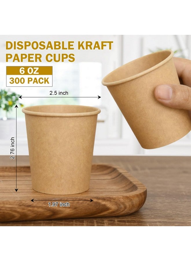 Vumdua Vumdua 300 Pcs 6 oz Kraft Paper Cups - Disposable Paper Cups Hot Cold Beverage Drinking Cup for Coffee, Water, Tea, Juice, Espresso & Cortado  - Image 2
