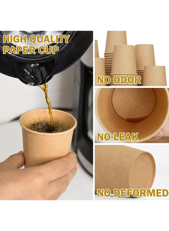 Vumdua Vumdua 300 Pcs 6 oz Kraft Paper Cups - Disposable Paper Cups Hot Cold Beverage Drinking Cup for Coffee, Water, Tea, Juice, Espresso & Cortado  - Image 3