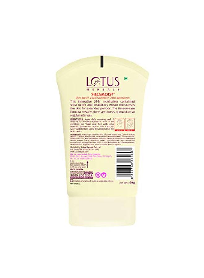 LOTUS HERBALS Lotus Herbal Shea Butter And Real Strawberry 24 Hour Moisturiser, 60G  - Image 3