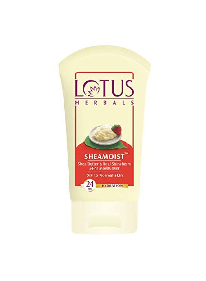 LOTUS HERBALS Lotus Herbal Shea Butter And Real Strawberry 24 Hour Moisturiser, 60G  - Image 2