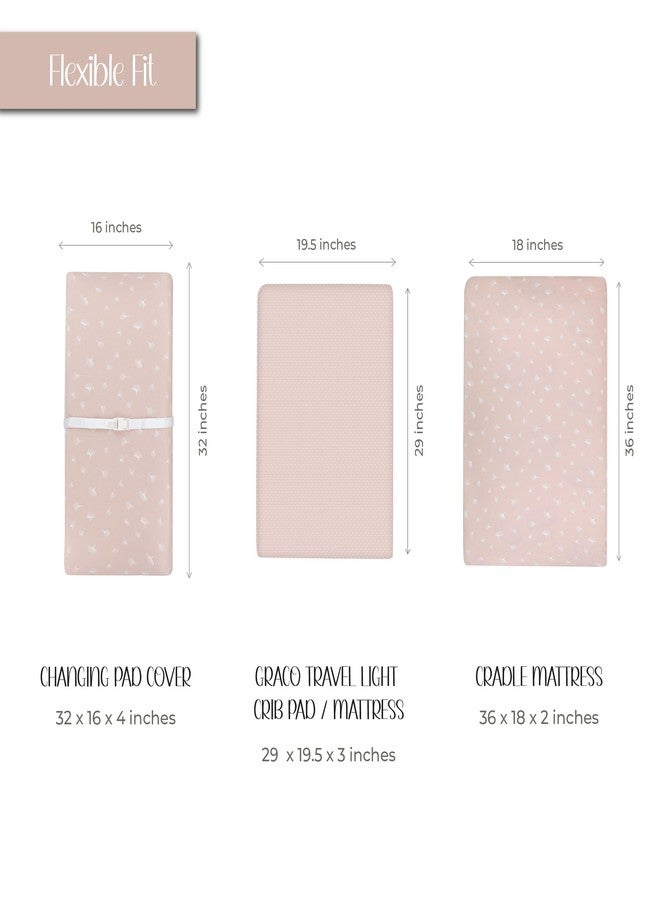 Ely's & Co. Ely’s & Co. Changing Pad Cover, Diaper Changing Table Sheets, 2 Pack, Cradle Sheet Set for Baby Girls, 100% Jersey Knit Cotton, Pink Gingko Collection, 32”x16”x5” - Image 2