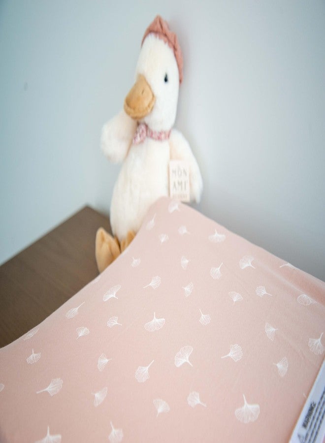 Ely's & Co. Ely’s & Co. Changing Pad Cover, Diaper Changing Table Sheets, 2 Pack, Cradle Sheet Set for Baby Girls, 100% Jersey Knit Cotton, Pink Gingko Collection, 32”x16”x5” - Image 3