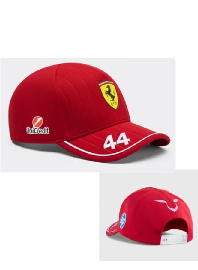 Ferrari قبعة بيسبول كلاسيكية حمراء رقم 44 لفريق فيراري للسباقات