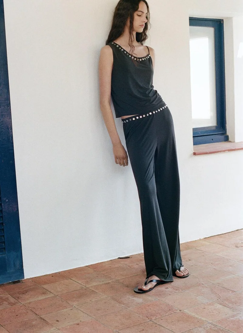 Mango  Asymmetrical top with embroidered buttons for Women | Best Price UAE