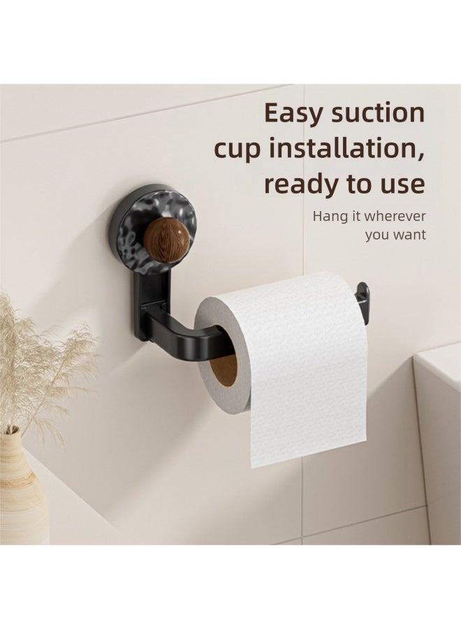 فلاي رود حامل مناديل ورقية بكوب شفط، حامل ورق تواليت مثبت على الحائط، رفوف تعليق مناديل تواليت ذاتية اللصق سهلة التركيب، أسود - Image 4