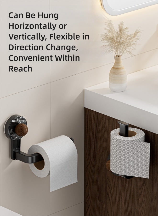 فلاي رود حامل مناديل ورقية بكوب شفط، حامل ورق تواليت مثبت على الحائط، رفوف تعليق مناديل تواليت ذاتية اللصق سهلة التركيب، أسود - Image 3