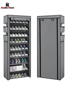 RollsTimi  10-Tier Portable Shoe Rack with Dustproof Cover,Grey  - Image 3