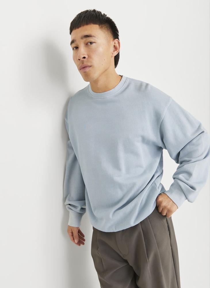 JACK & JONES Solid Regular Fit Crew Neck Sweatshirt - Image 3
