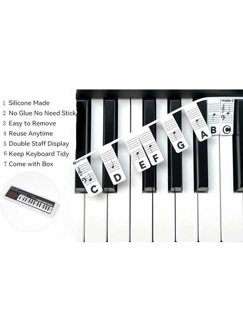 اليكليڤ المملكة العربية السعودية هوت دفع! ملصق ملاحظة سيليكون قابل للفصل للبيانو بالحجم الكامل المكون من 88 مفتاحا (لون قوس قزح) ، أساسي للمبتدئين ، قابل لإعادة الاستخدام ، سهل التركيب ، ناعم ومتين ، علامة C المركزية ، أحرف كبيرة ، مناسب للمبتدئين والأطفال الذين ليسوا على دراية بمواضع المفاتيح ، لا يتداخل مع الأداء ، مناسب للبيانو القياسي ذو 88 مفتاحا - Image 5