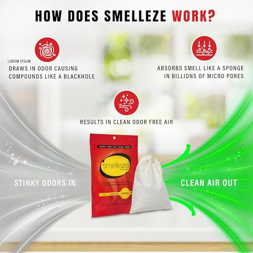 SMELLEZE Reusable Chemical Odor Eliminator Deodorizer Pouch, Chemical Smell Remover for Houses, Furniture, Cars, Offices, Businesses & Products, 150 Sq. Ft. Coverage - Image 4