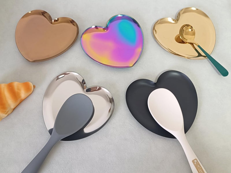 TOPYOKK Stainless Steel Spoon Rest for Stove Top, Cute Spoon Rest for Kitchen Counter, Cooking Spoon Holder for Kitchen Counter, Utensil Rest for Spatula Ladle or Tong, 1 PCS (Heart, Matte black) - Image 2