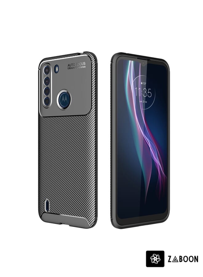 Zaboon Protective Case Cover For Motorola One Fusion Carbon Fiber Texture Shockproof TPU Case - Image 1