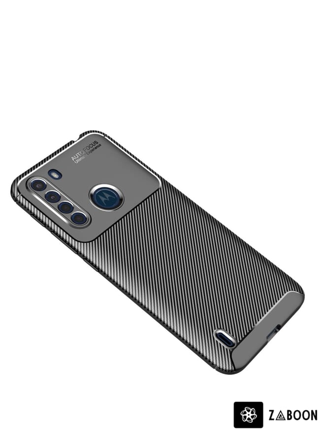 Zaboon Protective Case Cover For Motorola One Fusion Carbon Fiber Texture Shockproof TPU Case - Image 2