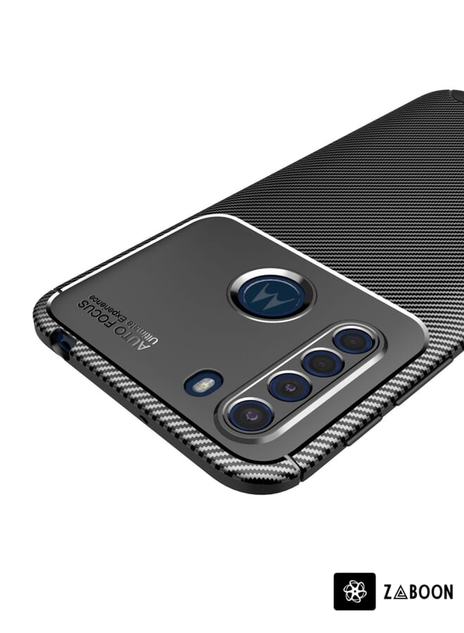 Zaboon Protective Case Cover For Motorola One Fusion Carbon Fiber Texture Shockproof TPU Case - Image 3