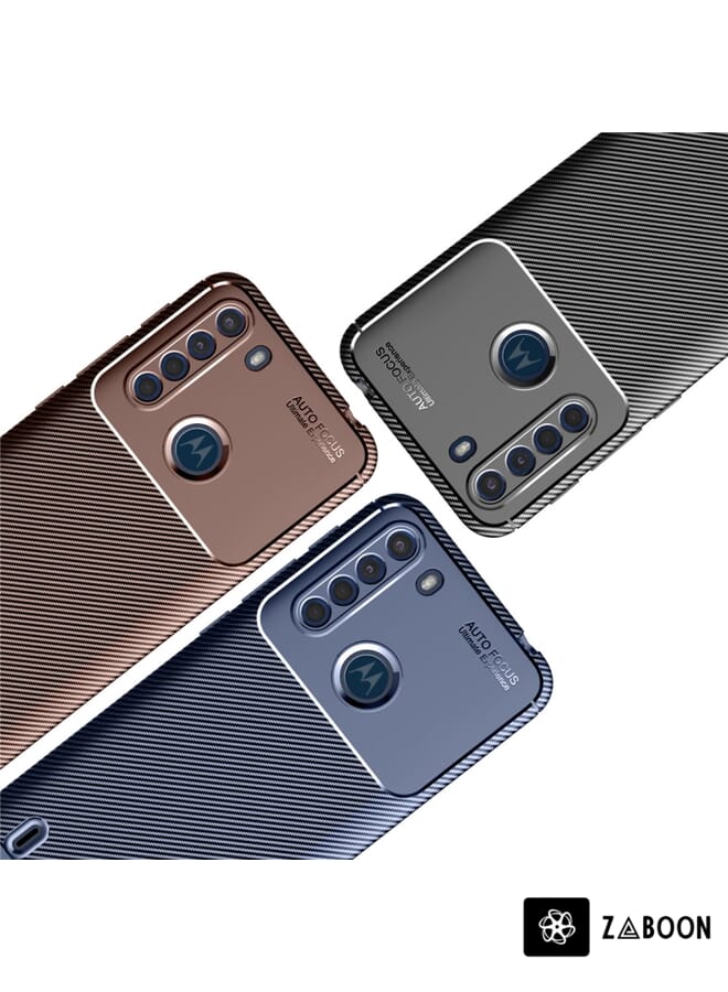 Zaboon Protective Case Cover For Motorola One Fusion Carbon Fiber Texture Shockproof TPU Case - Image 5