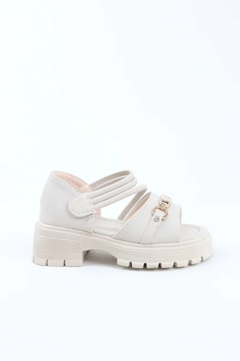 Viny VINY Girls Wedge Heel Sandals – Elegant Rhinestone Buckle Sandals for Girls, Comfortable Platform Sandals, Princess Party & Wedding Footwear for Kids (Black, Pink, White, Beige)
